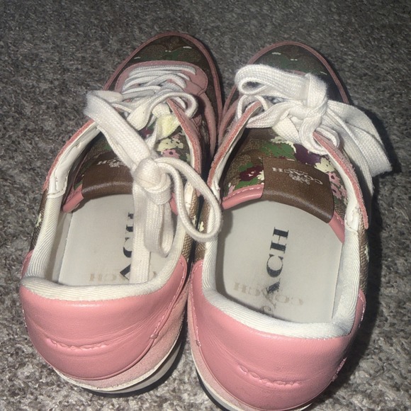 Coach Women's Khaki Pink Shoes Size 8 C142FP Sig C Rnr - Picture 2 of 7